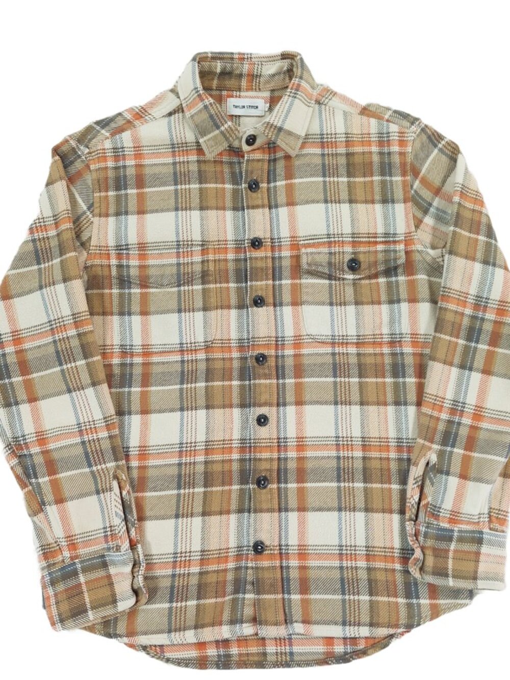 Taylor Stitch The Crater Long Sleeve Shirt Sz 40, Heavyweight Flannel, Tan Plaid